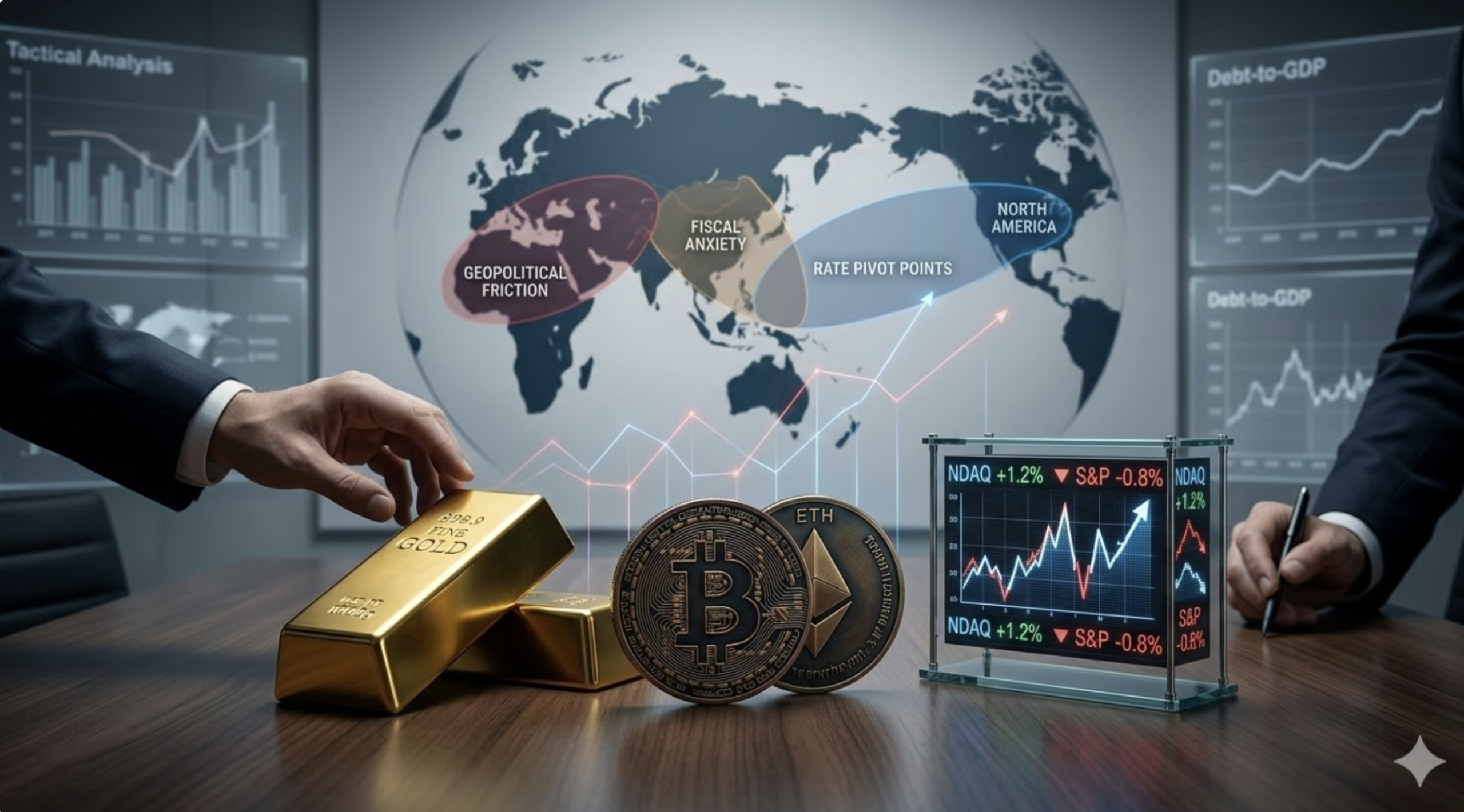 The New Trinitarian Risk: How Geopolitical Fragmentation, Interest Rate Pivots, and Fiscal Anxiety are Redefining Gold, Stocks, and Crypto.