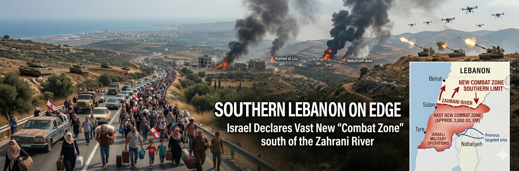 Southern Lebanon on Edge as Israel Declares Vast New “Combat Zone”