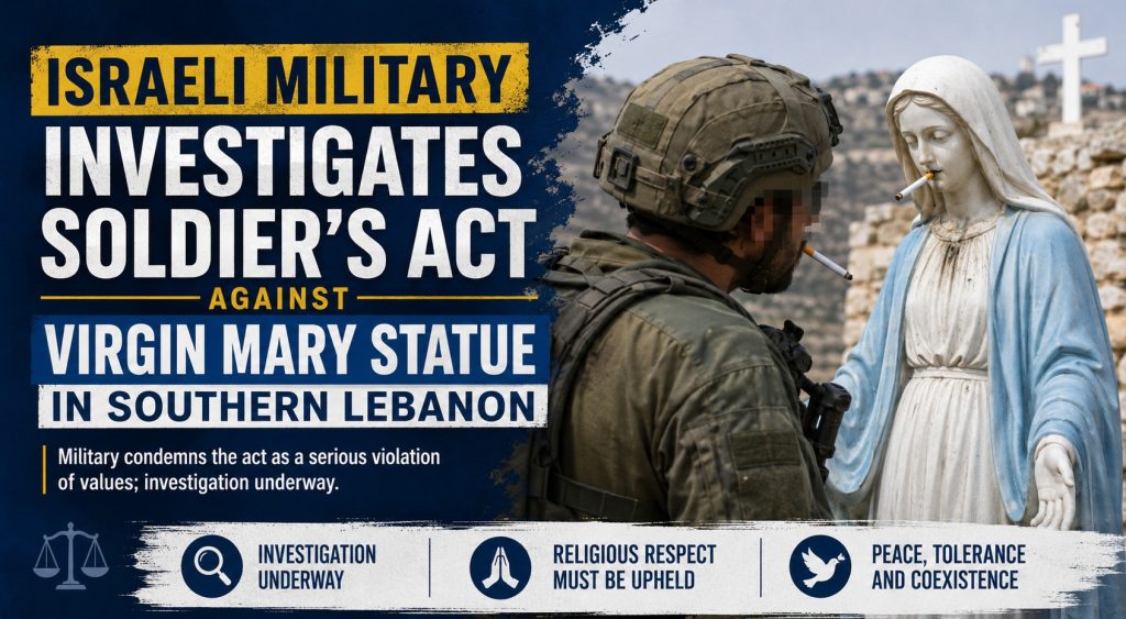 Israeli Military Investigates Soldier’s Conduct Toward Virgin Mary Statue in Southern Lebanon