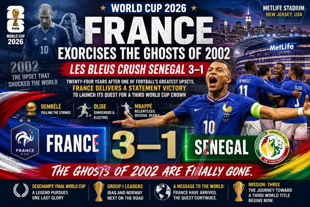 FRANCE SURVIVES THE SENEGAL TEST: LES BLEUS OPEN WORLD CUP 2026 WITH A STATEMENT VICTORY